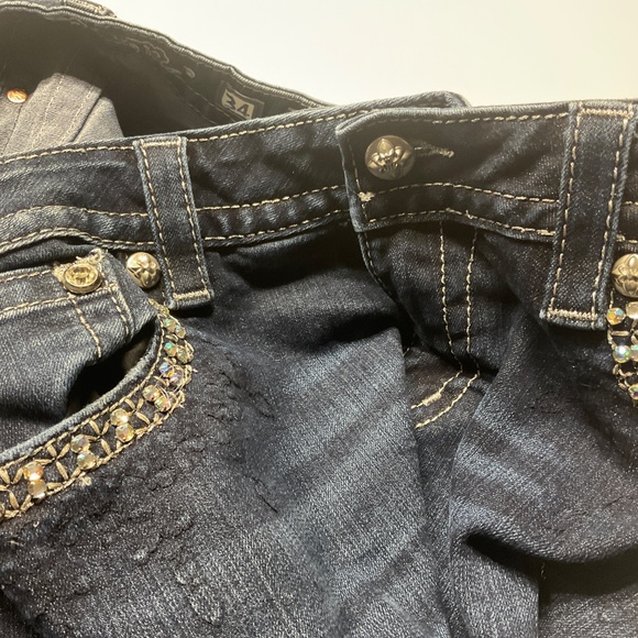 MISS ME SIGNATURE ANKLE SKINNY JEANS SZ 34 DESIGNED IN USA CRYSTALS AND SILVER - Picture 3 of 6